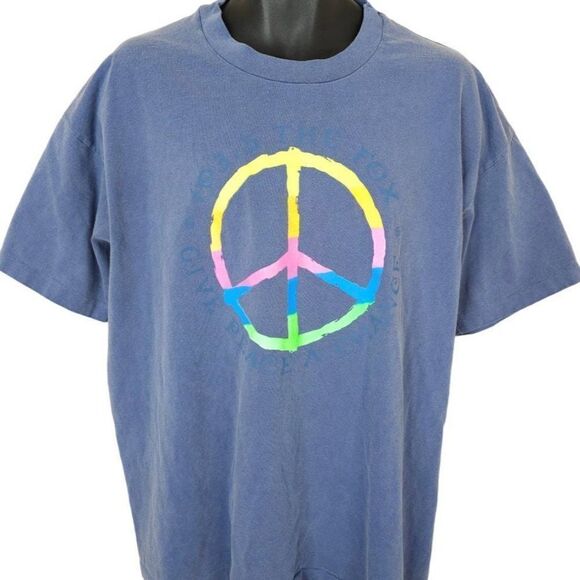 Peace Symbol T Shirt Vintage 90s 103.5 The Fox Classic Rock Denver Radio Station - Picture 1 of 7